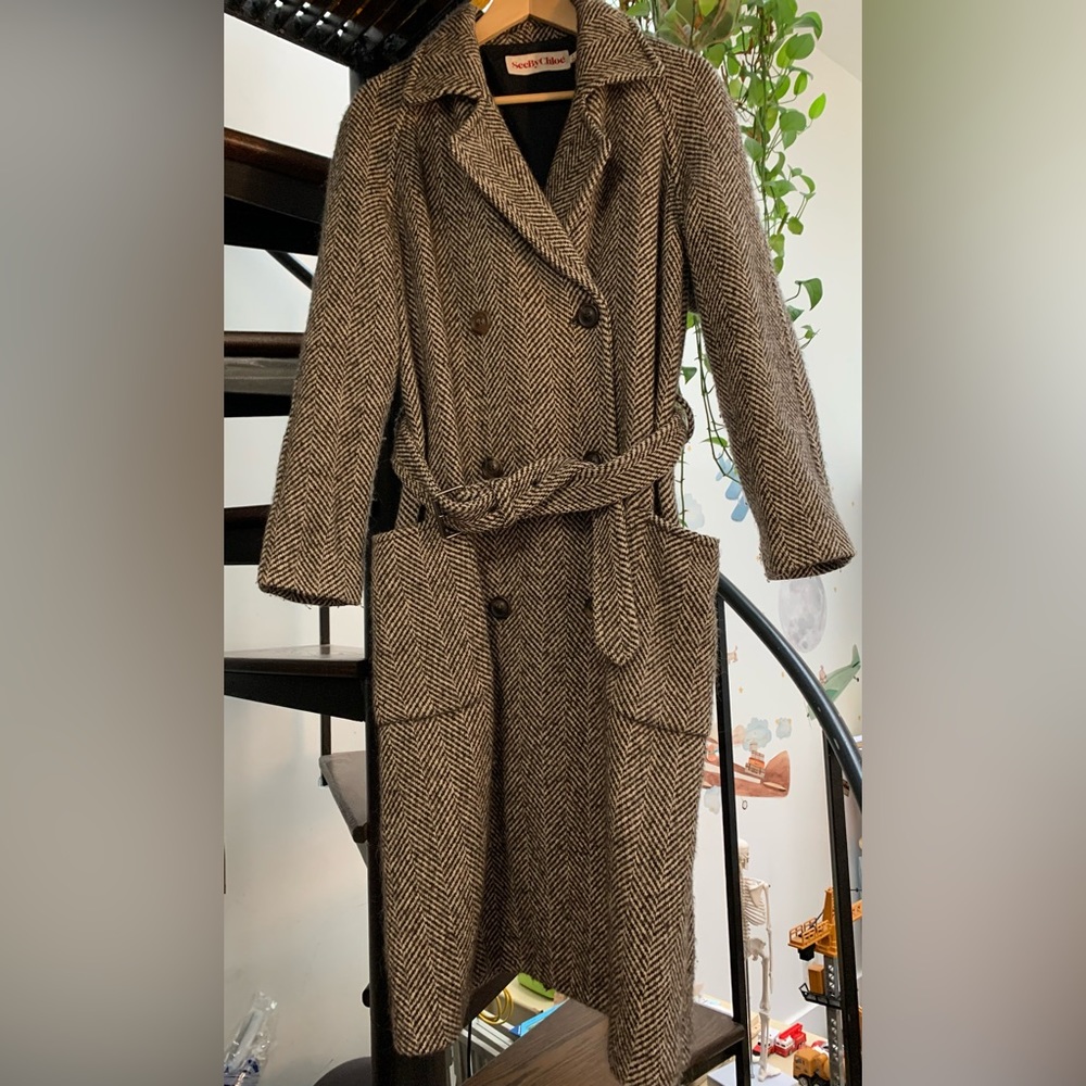 See by Chloe Wool Alpaca Chevron trench coat sz4